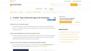 FreshID - New Freshworks sign in for Freshsales : Freshsales