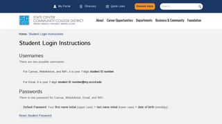 Student Login Instructions - State Center Community College District