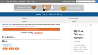 Nobel Credit Union Locations of 9 Branch Offices - Credit Unions Online