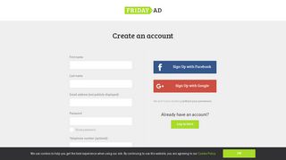 User registration - Friday-Ad