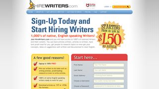 Hire Writers - Signup as a client and hire writers to create content for you!