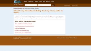 How to log in to my profile via mobile? - Friends Reunited Dating