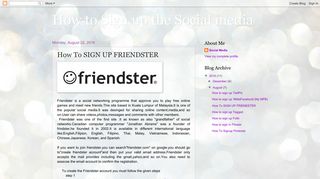 How to Sign up the Social media: How To SIGN UP FRIENDSTER