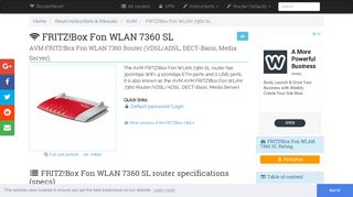 AVM FRITZ!Box Fon WLAN 7360 SL Default Password & Login ...