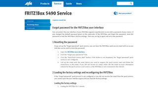 Forgot password for the FRITZ!Box user interface - Knowledge Base ...