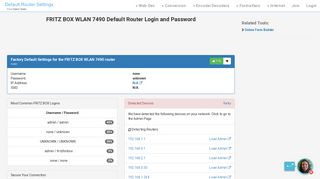 FRITZ BOX WLAN 7490 Default Router Login and Password