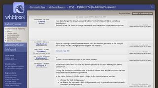 Fritzbox 7490 Admin Password - AVM - Modems/Routers - Whirlpool Forums