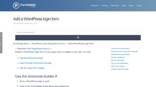 Add a WordPress login form - Formidable Forms