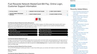 Fuel Rewards Network MasterCard Bill Pay, Online Login, Customer ...