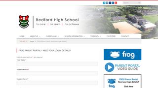 FROG Parent Portal – Need your login details? - Bedford High School