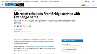 Microsoft rebrands FrontBridge service with Exchange name | Network ...