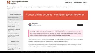 Fronter online courses - configuring your browser – Cambridge ...