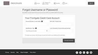 Frontgate Credit Card - Forgot Username or Password - Comenity
