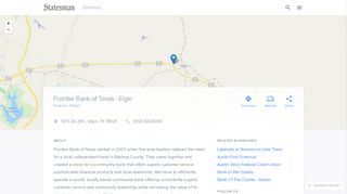 Frontier Bank of Texas - Elgin in Elgin, TX - (512) 303-6000 Finance ...