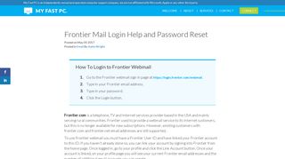 Frontier Mail Login Help and Lost Password Reset - My Fast PC