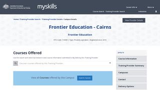 Frontier Education - Frontier Education - Cairns - 110080 - MySkills