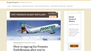 How to sign-up for Frontier EarlyReturns after you've booked