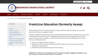 FrontLine Education (formerly Aesop) - Brentwood Union School District