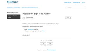 Register or Sign In to Access – FrontStream