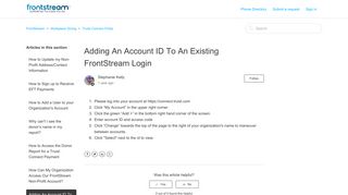 Adding An Account ID To An Existing FrontStream Login – FrontStream