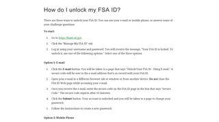 How do I unlock my FSA ID? | Federal Student Aid