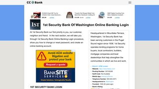 1st Security Bank Of Washington Online Banking Login - CC Bank