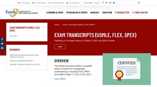 FSMB | Exam Transcripts (USMLE, FLEX, SPEX)