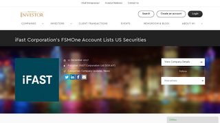 iFast Corporation's FSMOne Account Lists US Securities - Wholesale ...