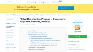 FSSAI Registration Process - Documents Required, Benefits, Penalty