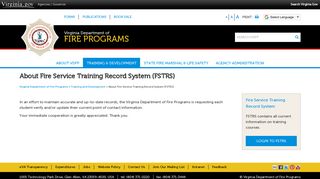 About Fire Service Training Record System (FSTRS) – Virginia ...