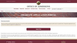 FSU Admissions | Graduate Application Portal
