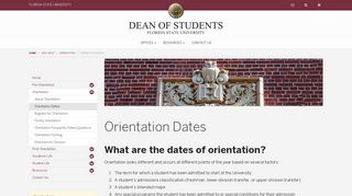 Orientation Dates - Dean of Students - Florida State University