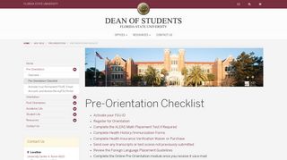 Pre-Orientation Checklist - Dean of Students - Florida State University