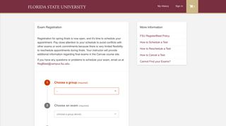 Florida State University Exam Selection - RegisterBlast
