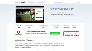 Fsw.mylabsplus.com website. MyLabsPlus | Pearson.