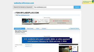 fsw.mylabsplus.com at WI. MyLabsPlus | Pearson - Website Informer