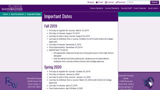 Important Dates | Dual Enrollment | Florida SouthWestern State College