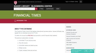 Financial Times | Baker Library | Harvard Business School