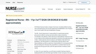 Registered Nurse - RN - 11p-7a FT SIGN ON BONUS $10,000 ...
