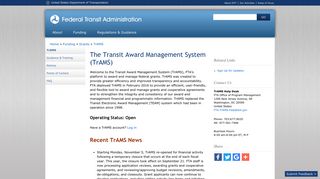 The Transit Award Management System (TrAMS) | Federal Transit ...