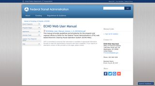 ECHO Web User Manual | Federal Transit Administration