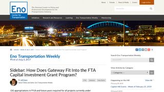 Sidebar: How Does Gateway Fit Into the FTA Capital Investment Grant ...