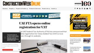 UAE FTA opens online registration for VAT - Business - Construction ...