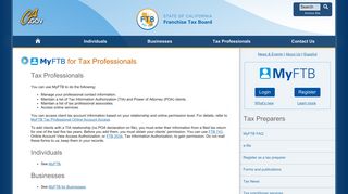MyFTB for Tax Professionals | California Franchise Tax Board