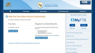 Web Pay for Individuals | California Franchise Tax Board