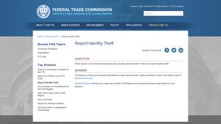 Report Identity Theft | Federal Trade Commission