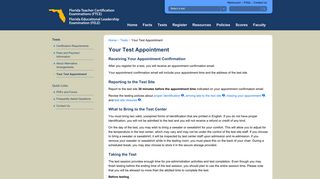 FTCE/FELE Your Test Appointment