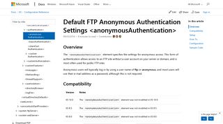 Default FTP Anonymous Authentication Settings ... - Microsoft Docs