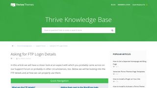 Asking for FTP Login Details - Thrive Themes