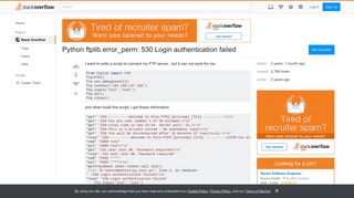 ftp server - Python ftplib.error_perm: 530 Login authentication failed ...